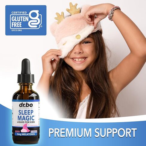 سائل الميلاتونين السائل للأطفال - مساعد النوم السحري للأطفال - سائل الميلاتونين 3 ملغ من قطرات التوت، D3، L الثيانين - مساعدات النوم للأطفال، مكمل L-الثيانين الطبيعي الهادئ، أساسيات سفر الأطفال الصغار 2 أونصة سائلة in Kuwait