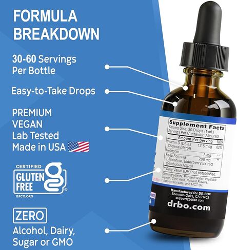 سائل الميلاتونين السائل للأطفال - مساعد النوم السحري للأطفال - سائل الميلاتونين 3 ملغ من قطرات التوت، D3، L الثيانين - مساعدات النوم للأطفال، مكمل L-الثيانين الطبيعي الهادئ، أساسيات سفر الأطفال الصغار 2 أونصة سائلة in Kuwait