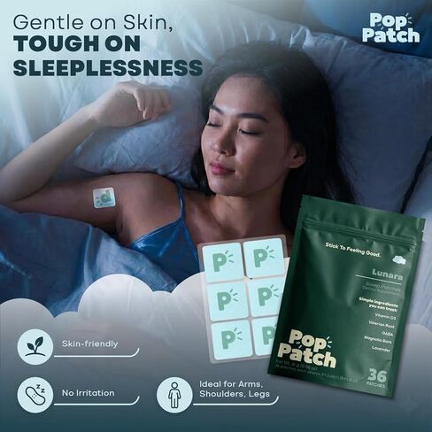 Sleep Patches, Extra Strength for Insomnia Aid (36 Patches) | Easy-to-Apply, Plant-Powered Non-Melatonin Patches with Valerian Root, GABA & Lavender for Deep & Long-Lasting Sleep in Saudi Arabia