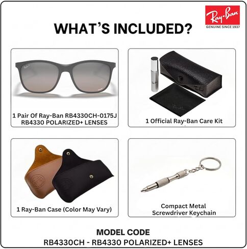 Ray-Ban RB4330CH CHROMANCE Square Shape Sunglasses with Official Eyewear Kit Bundle in Saudi Arabia