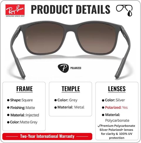Ray-Ban RB4330CH CHROMANCE Square Shape Sunglasses with Official Eyewear Kit Bundle in Saudi Arabia