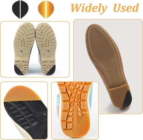 2 Pairs Rubber Shoe Heel Repair Discrepancy Heel Lifts Inserts Insoles 2 Colors Semi-Circular Sole Pads Black Yellow Heels Bottom Rubber Patch Anti-Slip Bevel Heels Replacement in Saudi Arabia