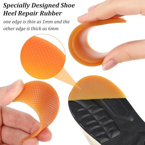 2 Pairs Rubber Shoe Heel Repair Discrepancy Heel Lifts Inserts Insoles 2 Colors Semi-Circular Sole Pads Black Yellow Heels Bottom Rubber Patch Anti-Slip Bevel Heels Replacement in Saudi Arabia