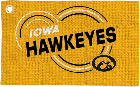 Northwest NCAA Iowa Hawkeyes Golf Towel, Official Licensed Microfiber Waffle Fabric, Absorbent 16x25 in Club Cleaning Accessory, Droplets Design in Saudi Arabia