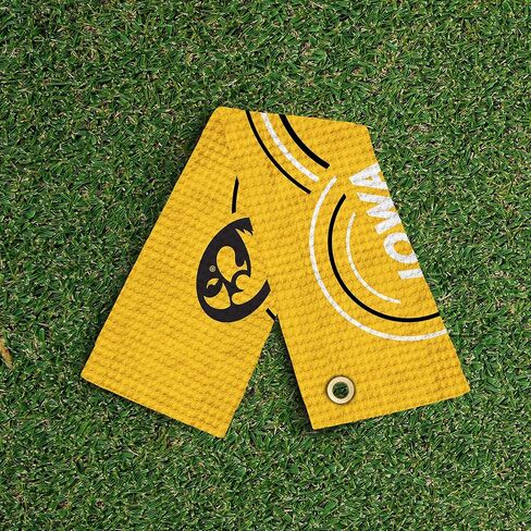 Northwest NCAA Iowa Hawkeyes Golf Towel, Official Licensed Microfiber Waffle Fabric, Absorbent 16x25 in Club Cleaning Accessory, Droplets Design in Saudi Arabia