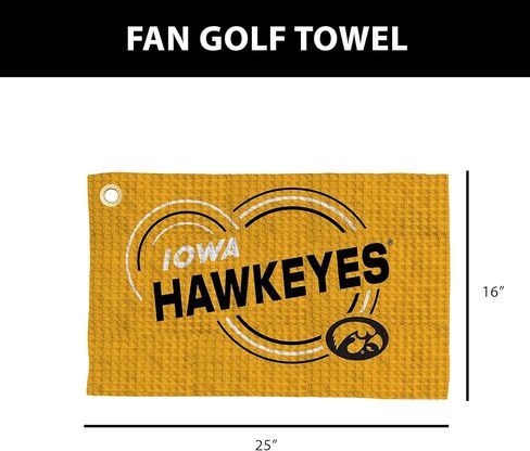 Northwest NCAA Iowa Hawkeyes Golf Towel, Official Licensed Microfiber Waffle Fabric, Absorbent 16x25 in Club Cleaning Accessory, Droplets Design in Saudi Arabia
