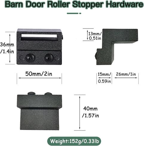 Barn Door Roller Stopper Hardware, 2PCS 41×7mm/1.61"×0.28"(L×W) Flat Track Sliding Door Stop for Limiting Door Movement, Black Roller Catches with Wrench for Household Home in Saudi Arabia