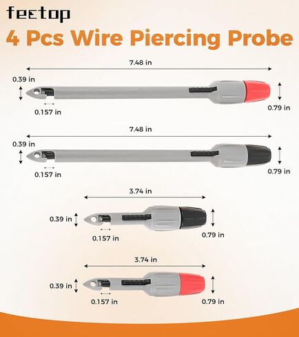 4 قطع من مسبار ثقب الأسلاك، مجموعة مشبك ثقب العزل لقياس الجهد الكهربائي المتعدد وإصلاح تشخيص السيارات واستكشاف أخطاء دائرة الاختبار الكهربائية وإصلاحها (طول 4 مم - قصير) in Kuwait
