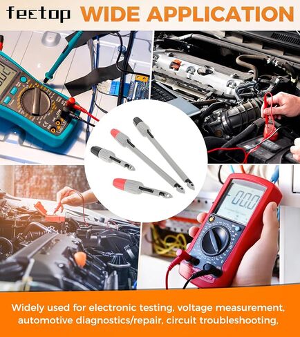 4 قطع من مسبار ثقب الأسلاك، مجموعة مشبك ثقب العزل لقياس الجهد الكهربائي المتعدد وإصلاح تشخيص السيارات واستكشاف أخطاء دائرة الاختبار الكهربائية وإصلاحها (طول 4 مم - قصير) in Kuwait