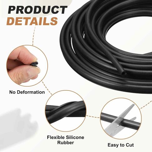 Kerf Weather Stripping Seal Strip (19.68ft x 1/4") - Bulb Bubble Noise Reduction Rubber Flange Window Weatherstrip Seal for Door Frame Windows Card Slot, Black in Saudi Arabia