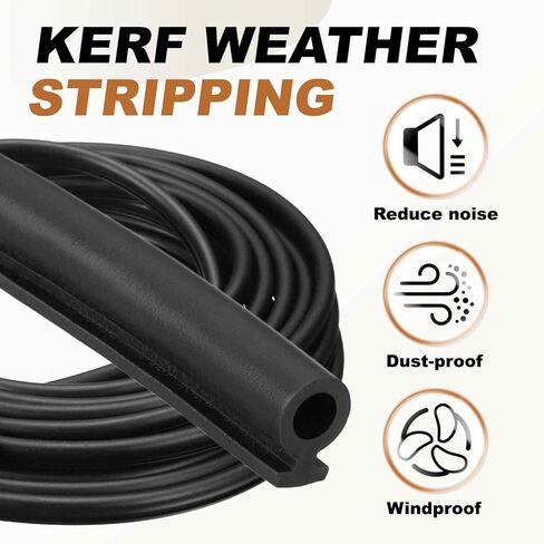 Kerf Weather Stripping Seal Strip (19.68ft x 1/4") - Bulb Bubble Noise Reduction Rubber Flange Window Weatherstrip Seal for Door Frame Windows Card Slot, Black in Saudi Arabia