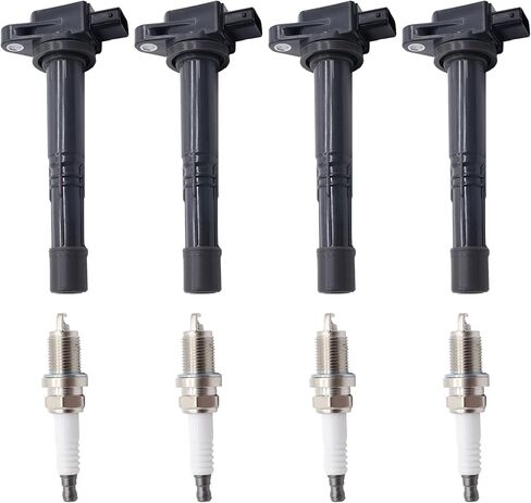 UF311 Ignition Coils and 9807B-561BW Double Iridium Spark Plugs Compatible with Honda Accord 2.4L, Civic 2.0L, CR-V 2.4L, Element 2.4L, S2000 2.2L, CSX 2.0L, RSX 2.0L Replaces C1382 in Saudi Arabia