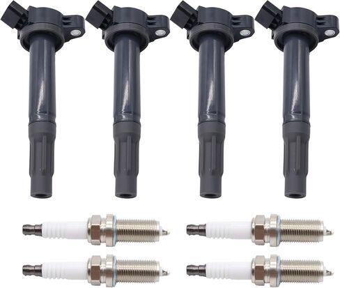 Set of 4 Ignition Coil Pack and Iridium Spark Plugs Compatible with Toyota Camry 2010 2011 2012 2013 2014 2015 2016 2017, RAV4 2009-2018, Sienna 2011-2013, L4 2.5L 2.7L Replaces UF487 in Saudi Arabia