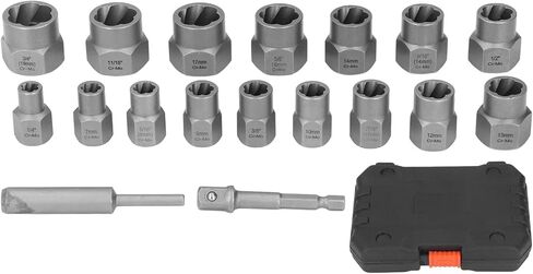 المسمار النازع الترباس النازع الجوز أداة إزالة الصواميل 18 قطعة الكروم الفاناديوم الصلب المسمار مجموعة لصدأ المجمدة البراغي المكسرات مسامير صيانة إصلاح in Kuwait