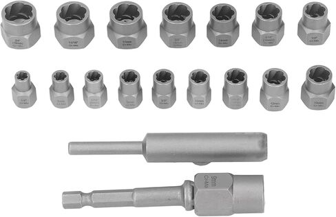 المسمار النازع الترباس النازع الجوز أداة إزالة الصواميل 18 قطعة الكروم الفاناديوم الصلب المسمار مجموعة لصدأ المجمدة البراغي المكسرات مسامير صيانة إصلاح in Kuwait