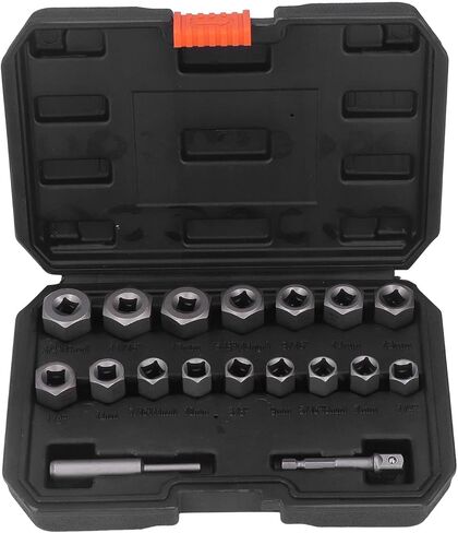 المسمار النازع الترباس النازع الجوز أداة إزالة الصواميل 18 قطعة الكروم الفاناديوم الصلب المسمار مجموعة لصدأ المجمدة البراغي المكسرات مسامير صيانة إصلاح in Kuwait