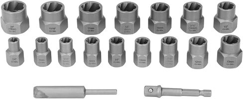 المسمار النازع الترباس النازع الجوز أداة إزالة الصواميل 18 قطعة الكروم الفاناديوم الصلب المسمار مجموعة لصدأ المجمدة البراغي المكسرات مسامير صيانة إصلاح in Kuwait