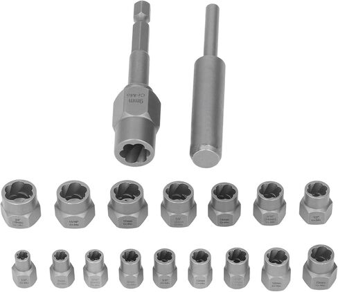 المسمار النازع الترباس النازع الجوز أداة إزالة الصواميل 18 قطعة الكروم الفاناديوم الصلب المسمار مجموعة لصدأ المجمدة البراغي المكسرات مسامير صيانة إصلاح in Kuwait
