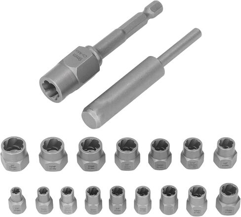 المسمار النازع الترباس النازع الجوز أداة إزالة الصواميل 18 قطعة الكروم الفاناديوم الصلب المسمار مجموعة لصدأ المجمدة البراغي المكسرات مسامير صيانة إصلاح in Kuwait