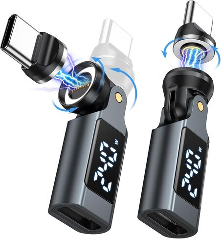 محول VAFOTON 9PIN USB إلى USB C (عبوة من قطعتين)، محول مغناطيسي USB C بدوران 360 درجة، محولات USB 90 درجة، محول OTG متوافق مع سلسلة هاتف 16/15، سلسلة MacBook/1Pad، Samsung Galaxy in Kuwait