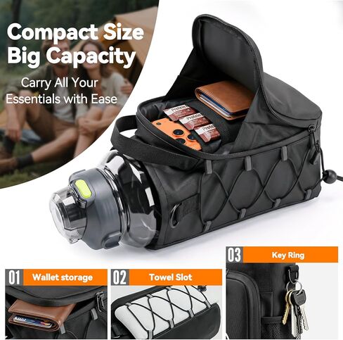 RIBOTS Magnetic Gym Bottle Bag: Dual-Sided Magnetic Gym Bag with Front Phone Mount - N52 Magnet Gym Bottle Bag Fits 21-64oz Bottles - Waterproof Fabric Adjustable Strap for Gym Lovers Workout Walking in Saudi Arabia