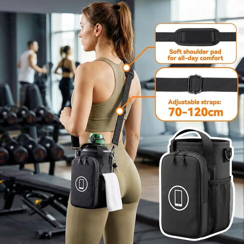 RIBOTS Magnetic Gym Bottle Bag: Dual-Sided Magnetic Gym Bag with Front Phone Mount - N52 Magnet Gym Bottle Bag Fits 21-64oz Bottles - Waterproof Fabric Adjustable Strap for Gym Lovers Workout Walking in Saudi Arabia