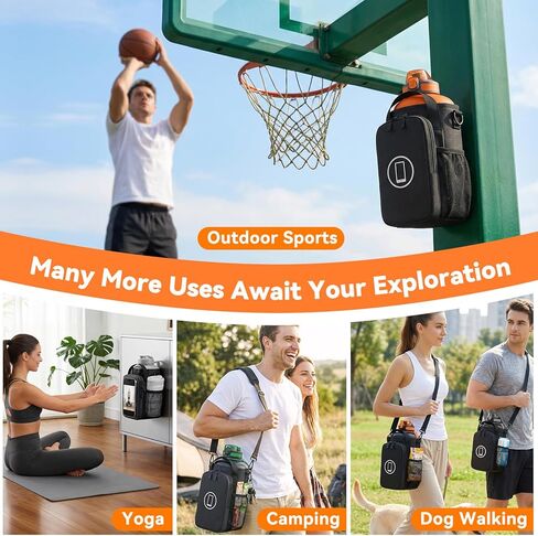 RIBOTS Magnetic Gym Bottle Bag: Dual-Sided Magnetic Gym Bag with Front Phone Mount - N52 Magnet Gym Bottle Bag Fits 21-64oz Bottles - Waterproof Fabric Adjustable Strap for Gym Lovers Workout Walking in Saudi Arabia