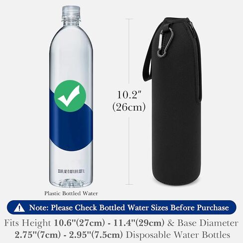 حافظة زجاجة مياه للاستعمال مرة واحدة من Linkidea متوافقة مع Smartwater 33.8 أونصة سائلة، LIFEWTR 33.8 أونصة سائلة، حامل غطاء مياه معزول من بلاستيك النيوبرين مع سحاب قابل للقفل، أسود in Saudi Arabia