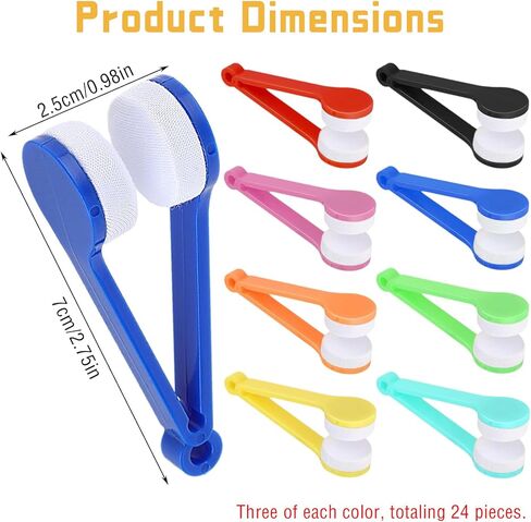 24 Pcs Sun Glasses Eyeglass Microfiber Spectacles Cleaner Soft Brush Cleaning Tool Mini Microfiber Glasses Eyeglasses Cleaner Cleaning Clip (8 Colors) in Kuwait