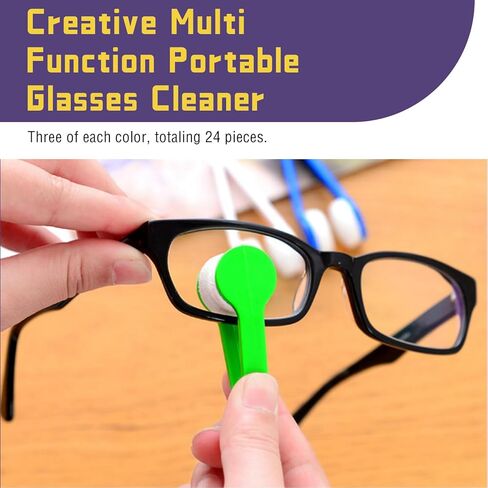 24 Pcs Sun Glasses Eyeglass Microfiber Spectacles Cleaner Soft Brush Cleaning Tool Mini Microfiber Glasses Eyeglasses Cleaner Cleaning Clip (8 Colors) in Kuwait