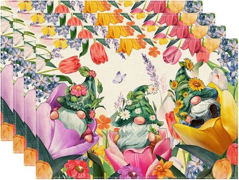XCHI Tulips Gnomes Flowers Spring Table Runner Summer Table Decoration for Party Home Kitchen Dining Holiday Decor 13x72 Inch in Saudi Arabia