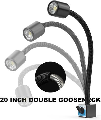LED Machine Light with Strong Magnetic Base and Flexible Gooseneck for Lathe and Drill Press, 1200 Lumens, 12W 120V in Saudi Arabia