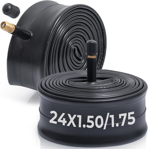 قطعتان، أنابيب دراجة ممتازة 24 × 1.50/1.75، متوافقة مع إطار دراجة 24 × 1.50 إلى 1.75، مع صمام شريدر 32 مم، مطاط بوتيل، يستخدم لدراجات الجبال والطراد والمدينة والطرق in Kuwait