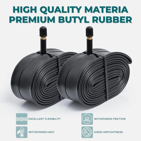 قطعتان، أنابيب دراجة ممتازة 24 × 1.50/1.75، متوافقة مع إطار دراجة 24 × 1.50 إلى 1.75، مع صمام شريدر 32 مم، مطاط بوتيل، يستخدم لدراجات الجبال والطراد والمدينة والطرق in Kuwait