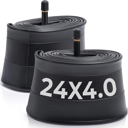 قطعتان، أنابيب دراجة سميكة ممتازة 24 × 4.0، متوافقة مع إطار دراجة الدهون الكهربائية 24 × 4.0 إلى 4.5، مع صمام شريدر 32 مم، مطاط البوتيل، تستخدم للدراجات الجبلية والمدينة والطرق in Kuwait