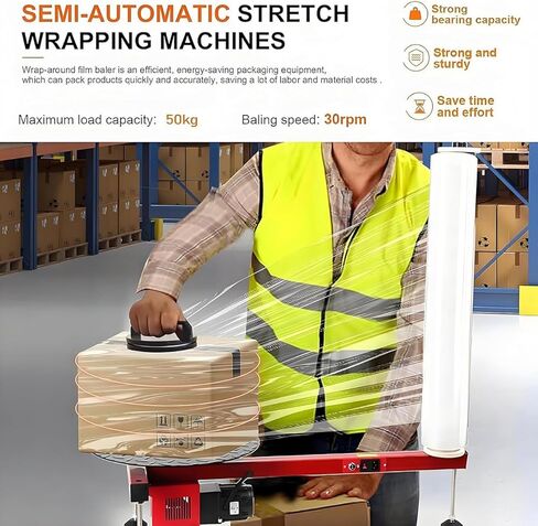Electric Stretch Film Wrapping Bench,Heavy Duty Film Dispenser Wrap Machine,Pallet Packing Machine,Pallet Stretch Wrapper,Film Shrink Wrap Handle Movers Wrap Handle for 12-28in Film in Saudi Arabia