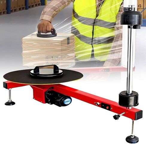 Electric Pallet Wrapping Machine,Automatic Film Tension Packaging Tool,Electric Stretch Film Wrapping Bench,Compatible with Film Width Within 27.5",for Parcel Luggage Warehouse in Saudi Arabia