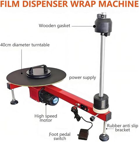Electric Pallet Wrapping Machine,Automatic Film Tension Packaging Tool,Electric Stretch Film Wrapping Bench,Compatible with Film Width Within 27.5",for Parcel Luggage Warehouse in Saudi Arabia