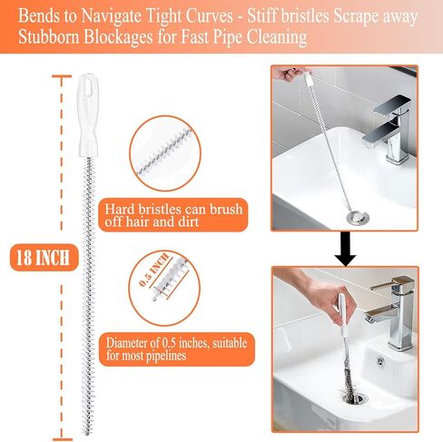 33 قدم استنزاف ثعبان اوجير، ثعبان السباكة الثقيلة للحوض والحوض والدش، أداة تنظيف الصرف مزيل السداد مع قفازات in Kuwait