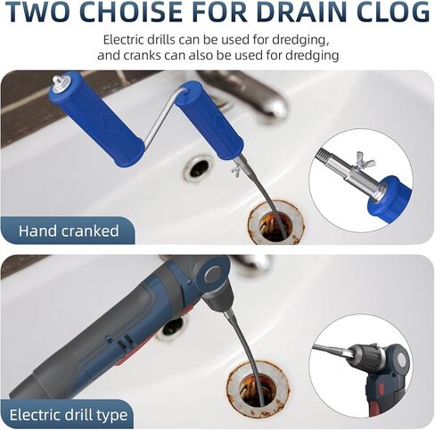 ثعبان الصرف، أوجير الصرف مع ملحق المثقاب، 16.4 قدم × 6 مم، ثعبان السباكة تغذية تلقائية مرنة لتصريف الشعر، مزيل انسداد للمطبخ، الحمام وحوض الدش in Kuwait
