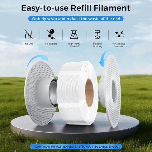 Creality Refill PETG Filament 1kg(2.2lbs) 3D Printer Filament:Refilament 1.75mm PETG Filament, for Bambu Lab Reusable Spools, Dimensional Accuracy ±0.03mm, White in Kuwait