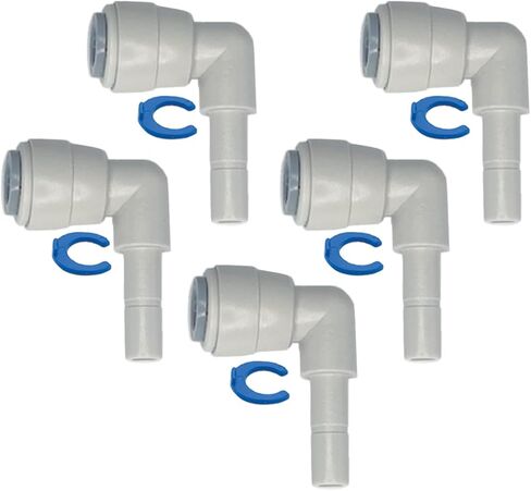 3/8" DUAL O-RING, Stem Elbows, Quick Connect, Push Fit Water Tube Fitting for RO Reverse Osmosis, Filters, Refrigerators, Ice Makers, and Coffee Brewers, Locking Clips, Compare to CI221208W (5-Pack) in Kuwait