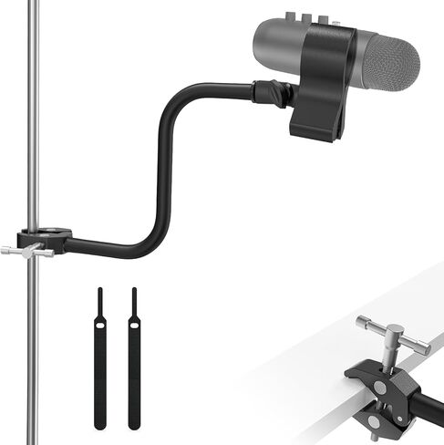ZealSound Microphone Stand,Gooseneck Arm with Heavy Duty Crab Clamp for Round Pipes & Desktops,Flexible Boom Mount with Mic Clip for Podcast,Compatible with Blue Snowball, Razer, Pyle & More 19 Inch in Kuwait