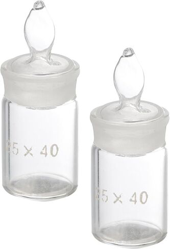 Holibanna 2pcs 25x40mm Glass Weighing Bottles Low Flat Form Borosilicate Specific Gravity Laboratory Chemical Weighing Equipment in Kuwait