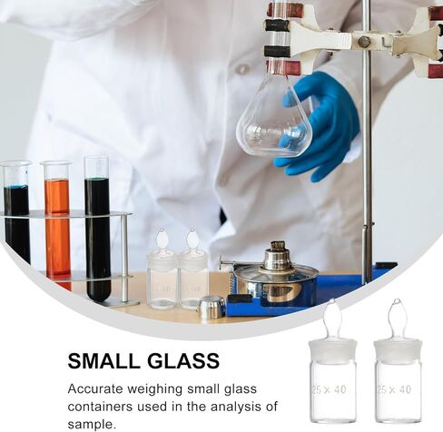 Holibanna 2pcs 25x40mm Glass Weighing Bottles Low Flat Form Borosilicate Specific Gravity Laboratory Chemical Weighing Equipment in Kuwait