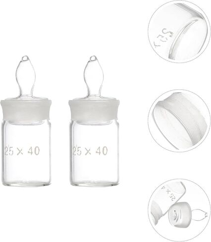 Holibanna 2pcs 25x40mm Glass Weighing Bottles Low Flat Form Borosilicate Specific Gravity Laboratory Chemical Weighing Equipment in Kuwait