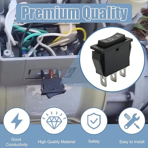 3 Pins 3 Position ON/Off/ON Black Rocker Switch AC15A/250V 20A/125V Fits Grinder, Motorhome, Popcorn, Machine, Filters, Heat Gun, etc. in Kuwait