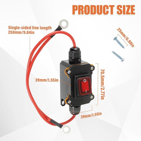 تيار مستمر 12 فولت - 24 فولت مفتاح مضمن مقاوم للماء IP65 DPST ثنائي الجانب 10AWG مفاتيح الأسلاك 25A مفتاح الطاقة المضمن للدراجات النارية والسيارات والأجهزة الكهربائية الخارجية وتشغيل/إيقاف التشغيل in Kuwait