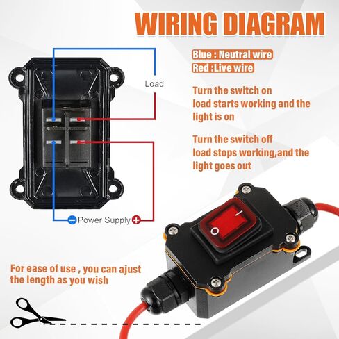 تيار مستمر 12 فولت - 24 فولت مفتاح مضمن مقاوم للماء IP65 DPST ثنائي الجانب 10AWG مفاتيح الأسلاك 25A مفتاح الطاقة المضمن للدراجات النارية والسيارات والأجهزة الكهربائية الخارجية وتشغيل/إيقاف التشغيل in Kuwait