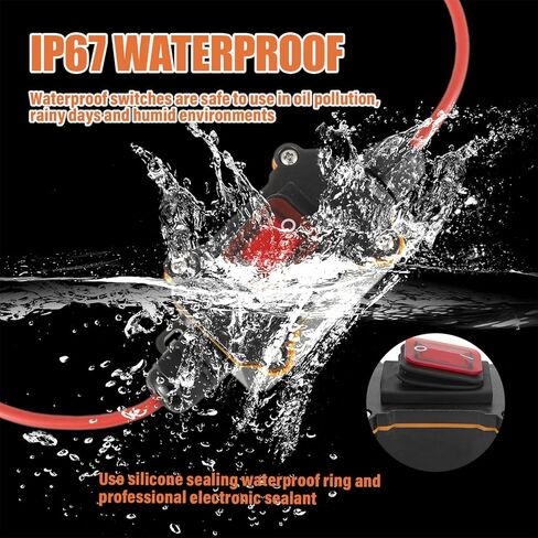 تيار مستمر 12 فولت - 24 فولت مفتاح مضمن مقاوم للماء IP65 DPST ثنائي الجانب 10AWG مفاتيح الأسلاك 25A مفتاح الطاقة المضمن للدراجات النارية والسيارات والأجهزة الكهربائية الخارجية وتشغيل/إيقاف التشغيل in Kuwait